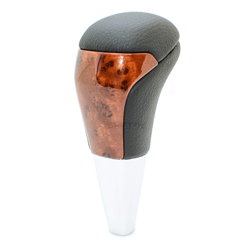 SHIFTIN Black Leather Medium Walnut Gear Shift Knob fit for Toyota Land Cruiser Tundra 4Runner Hilux Fortuner and Lexus LX Black Leather / Medium Walnut - LeoForward Australia