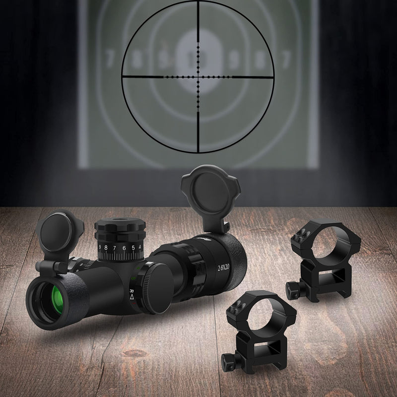  [AUSTRALIA] - BESTSIGHT Rifle Scope Tactical Optic Sight Red&Green Illuminated Riflecope for Hunting&Shooting with Free Scope Rings 2-8x20 riflescope