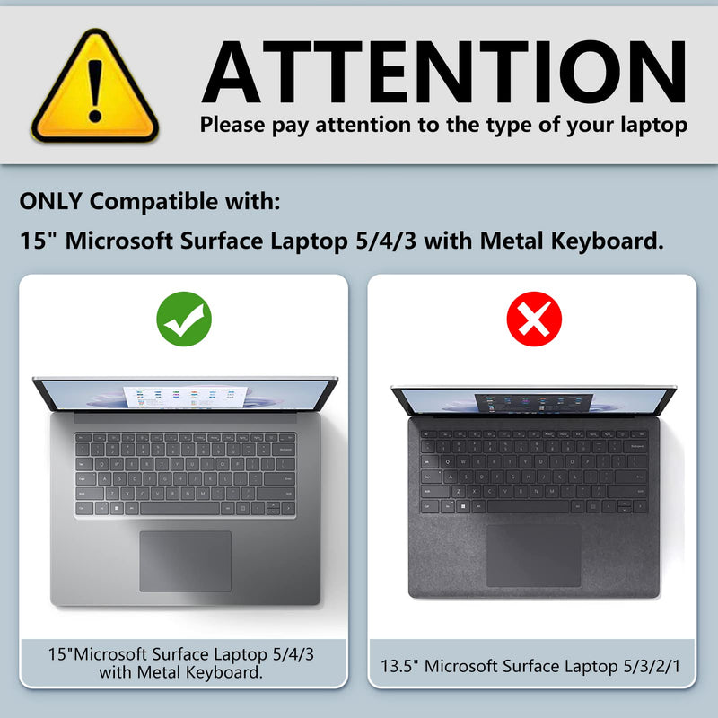  [AUSTRALIA] - Fintie Case for 15 Inch Microsoft Surface Laptop 5 4 3 with Metal Keyboard (Model: 1872/1873//1953/1979) - Protective Slim Snap On Hard Shell Cover, Crystal Clear