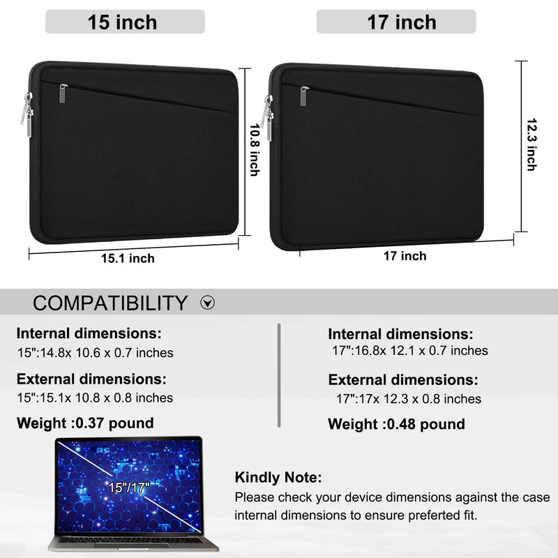  [AUSTRALIA] - 15 Inch Laptop Sleeve, Durable Computer Carrying Bag Protective Case Cover Briefcase Handbag with Front Pocket, Slim Laptop Case Cover for 15 15.4 Inch HP, Dell, Lenovo, Asus, Notebook, Black 15 Inch
