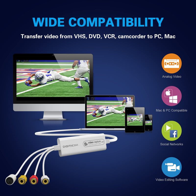  [AUSTRALIA] - VIXLW 4K USB 2.0 Video Capture Card- Pro+ Version VHS to Digital Converter 1080P 30Hz, Suitable for Mac OS,Android, WinXP/7/8/10 One Touch VHS VCR TV to DVD
