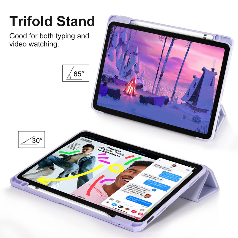  [AUSTRALIA] - CoBak Case for New iPad 10th Generation 10.9 Inch 2022 - Shockproof Cover with Clear Transparent Back Shell with Pencil Holder, Auto Sleep/Wake Cover Blueberry Mauve