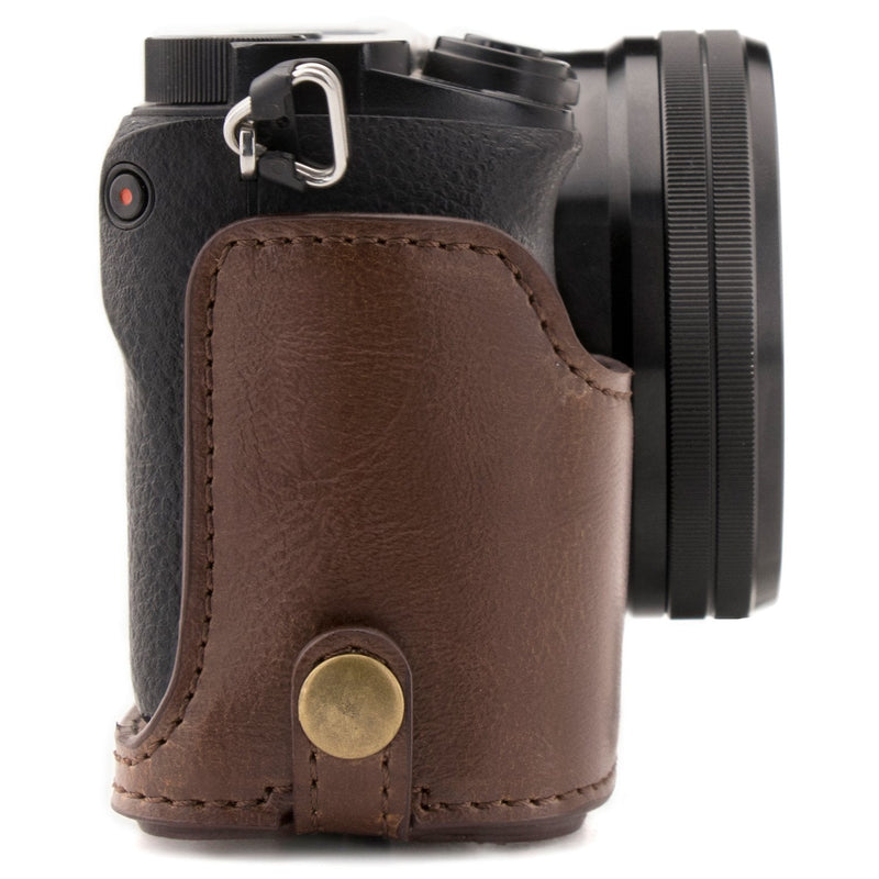  [AUSTRALIA] - MegaGear Ever Ready Leather Camera Case Compatible with Sony Alpha A5100, A5000 with 16-50mm Lens Dark Brown