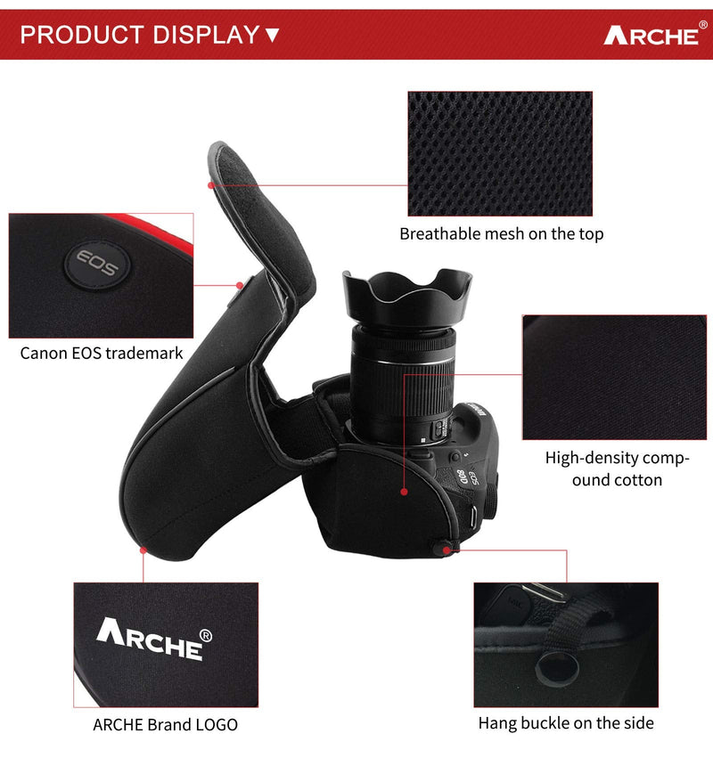  [AUSTRALIA] - ARCHE Neoprene Protection Camera Case, Universal Size, DSLR/SLR Camera for Canon M3 SX60 60D 450D 500D 650D 60D with 18-135mm / 18-200mm / 55-250mm Lens (Medium Size / L60 x D110 x H160)