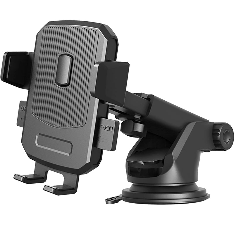  [AUSTRALIA] - SALEX Universal Windshield Phone Mount. Telescopic Suction Cup Cell Phone Mount for Car Dashboard, Air Vent, Desk. Black Rotating Smartphone Bracket. Adjustable Car Cradle for Mobile Phone & GPS.