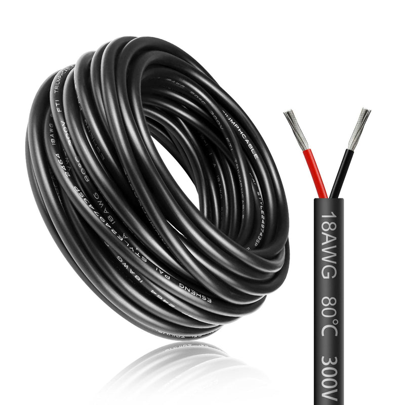  [AUSTRALIA] - 10 meters 18AWG 2x0.75mm² electrical wire, 2 core cable 5V/12V/24V power cable tinned copper cable, flexible and soft low impedance high temperature resistance extension cable 10 meters 18AWG-2C (2x0.75mm²)