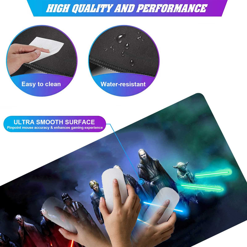 Extra Large Gaming Mouse Pad Jedi Lightsaber Custom Mousepad with Non-Slip Rubber Base,Stitched Edges Mouse Mat,Washable Desk Pad,Portable Computer Keyboard & Mice Combo Pads 35.4x15.7 Inch 90x40 XXL Lightsaber - LeoForward Australia