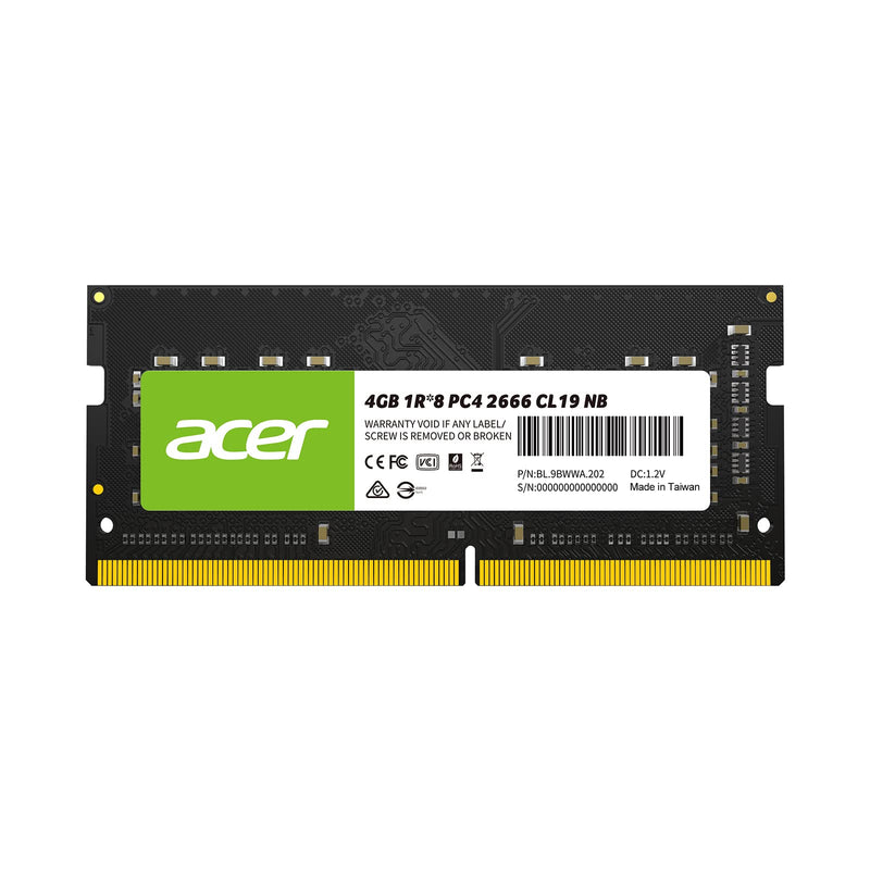  [AUSTRALIA] - Acer SD100 4GB Single RAM 2666 MHz DDR4 CL19 1.2V Laptop Computer Memory - BL.9BWWA.202 4GB 2666MHz