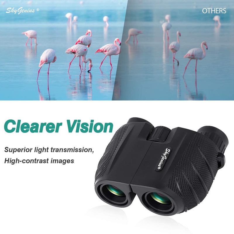  [AUSTRALIA] - SkyGenius 10x25 Compact Binoculars, BK4 Roof Prism FMC Lens Kid Binoculars for Bird Watching, Binoculars for Adults Pocket for Concerts, Theater, Travel (0.53lb)