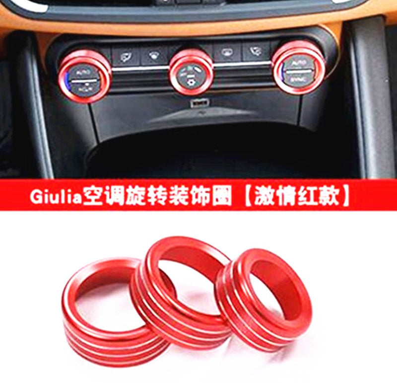 Yuwaton Car Interior Trim Air Conditioner Knob Cover fit for Alfa Romeo Giulia Stelvio Accessories (red) red - LeoForward Australia