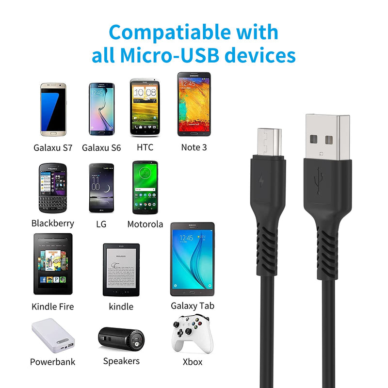  [AUSTRALIA] - Short Micro USB Cable 1ft [5 Pack] USB 2.0 Micro USB Charging Cable Android Charger Cord for Samsung Galaxy S7 Edge S6 J7 Note 5 LG Kindle Sony PS4 TV Stick Smartphones (Black) 1 Feet Black