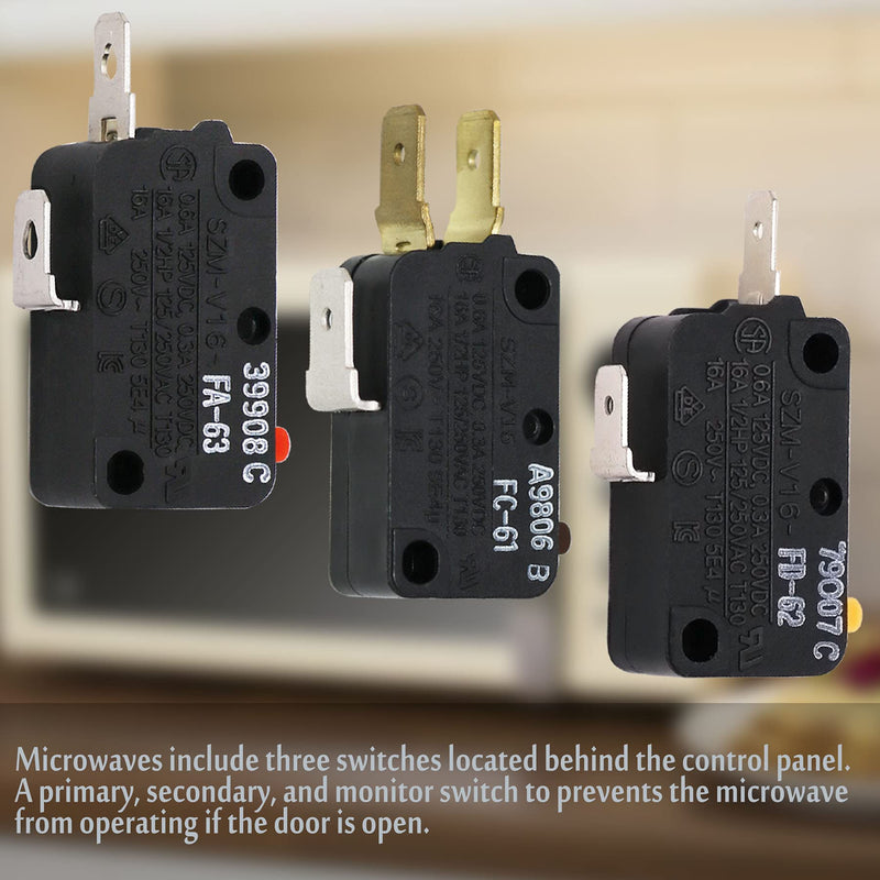  [AUSTRALIA] - Microwave Door Interlock Switch W10727360(3 Terminal) & WB24X830 & WB24X829 by Primeswift Replacement for SZM-V16-FC-61 SZM-V16-FD-62 SZM-V16-FA-63