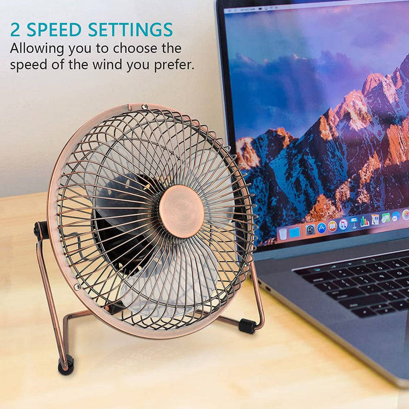  [AUSTRALIA] - 6 Inch Blade Desktop USB Fan, USB Powered, Personal Table Fan, Mini Cooling Fan, Small Desk Fan Bronze