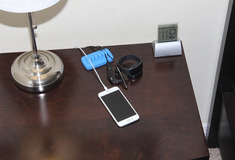  [AUSTRALIA] - Heaviest Cable Organizer on the Market! Compact and Weighted Desktop Cord Holder and Cable Organizer, Eco-Friendly Silicone, No Bad Smell, Bundled with 4 Reusable Cable Ties! (Blue) Blue