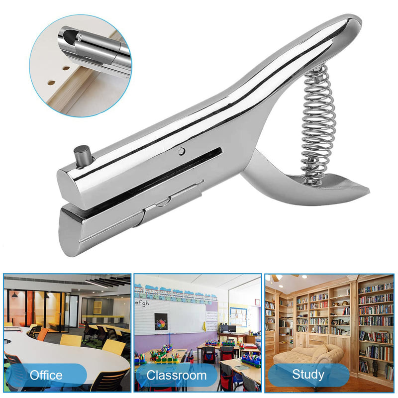  [AUSTRALIA] - Single Hole Punch 2 Inch Reach Deep Throat Heavy Duty Hole Punch Tab Zinc Alloy Silver Long Hole Punch 1/4 Inch Hole Hand Held Leather Hole Punch for Scrapbook Tab Paper ID Card PVC Card Badge Photos 1/4"- 6mm Hole