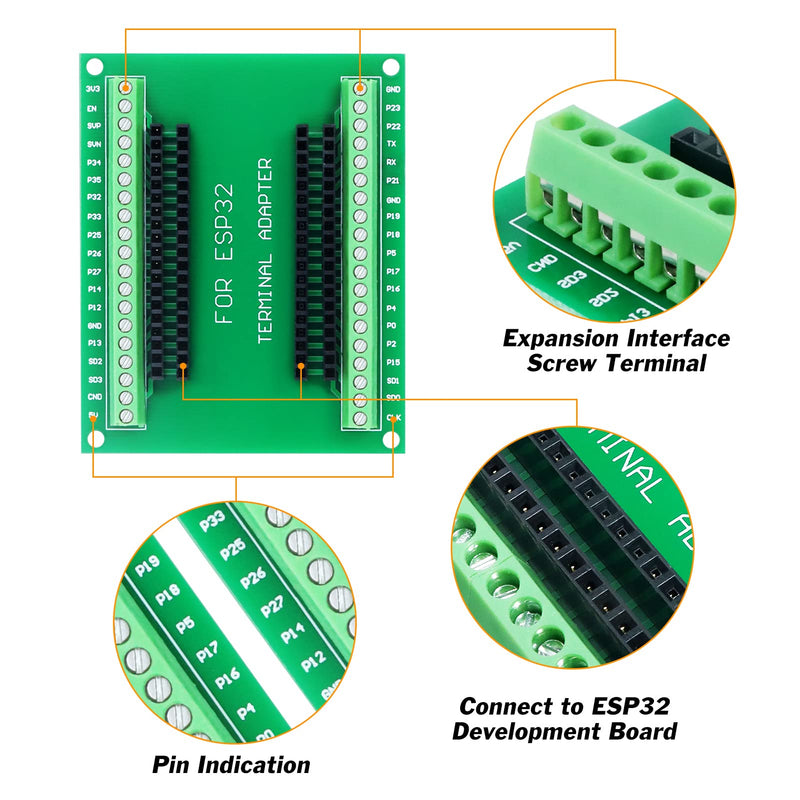  [AUSTRALIA] - KeeYees 2pcs ESP32 Breakout Board GPIO 1 into 2 for 38PIN Narrow Version ESP32 ESP-WROOM-32 Microcontroller Development Board
