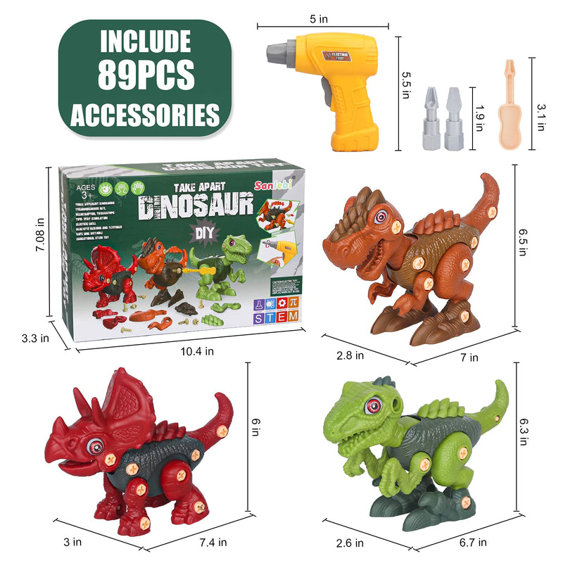 Sanlebi Toy for 4 5 6 Year Old Boys Take Apart Dinosaur Toys for Kids Building Toy Set with Electric Drill Construction Engineering Play Kit STEM Learning for Boys Girls Age 3 4 5 Year Old - LeoForward Australia