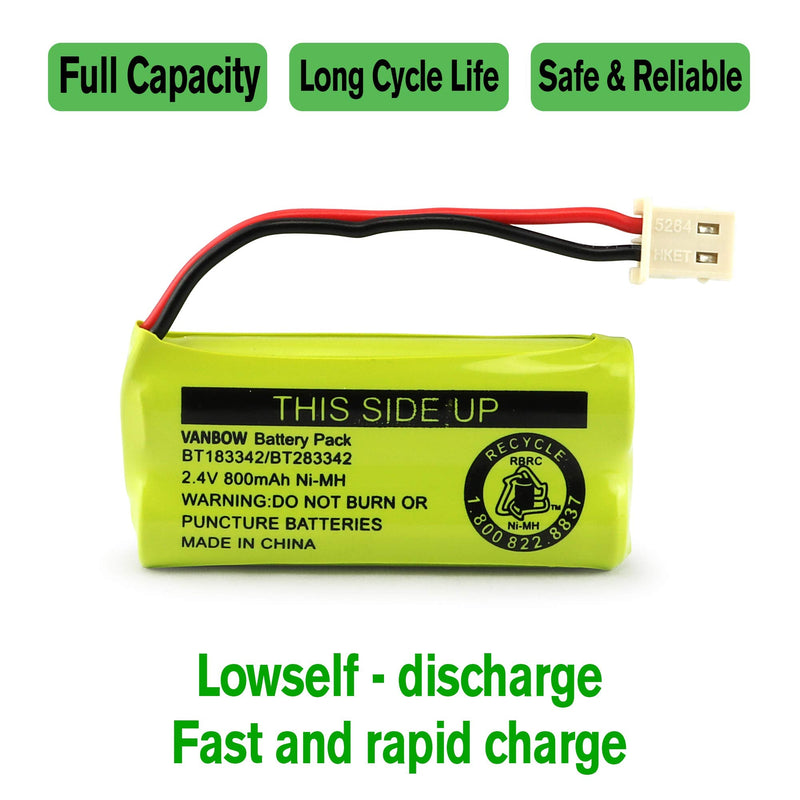  [AUSTRALIA] - BT183342/BT283342 2.4V 800mAh Ni-MH Battery Pack, Compatible with AT&T VTech Cordless Phone Batteries BT166342/BT266342 BT162342/BT262342 CS6709 CS6609 CS6509 CS6409 EL52100 EL50003 (Pack 2) Pack 2