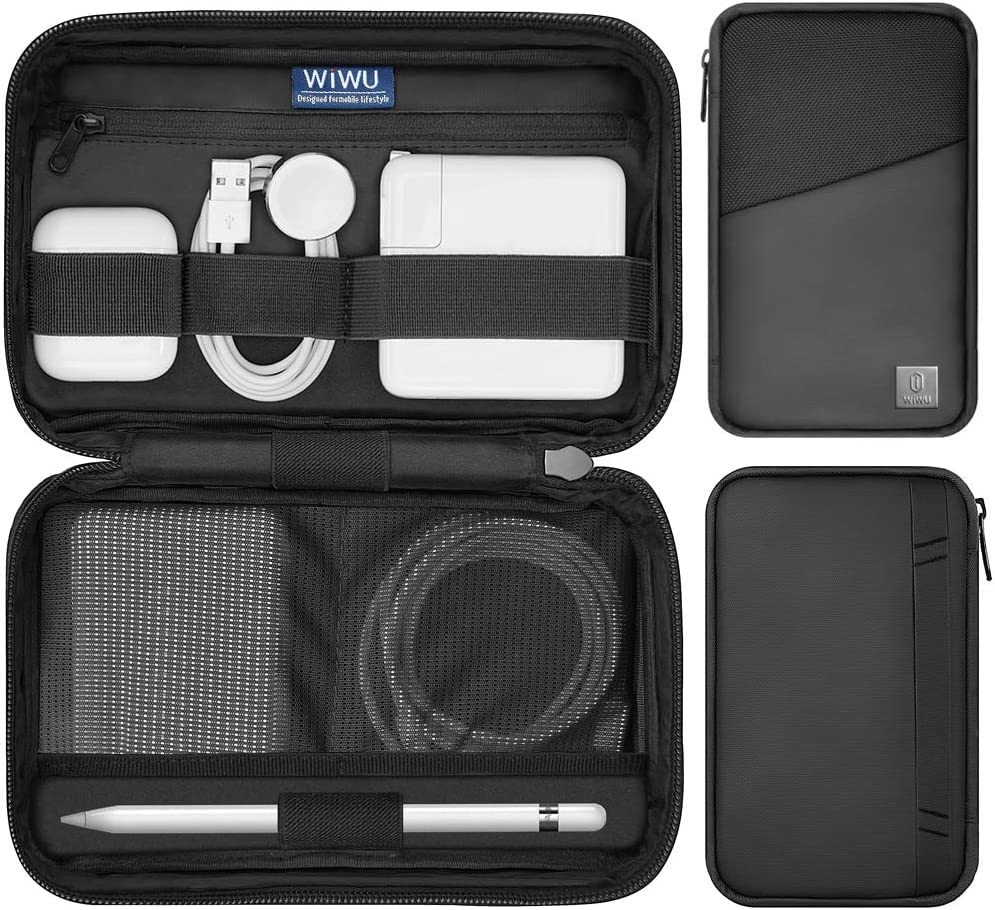  [AUSTRALIA] - WIWU Electronics Organizer Travel Case, Travel Tech Pouch Carrying Bag for Hard Drives, Portable Handle Bag, Electronics Accessories Case for Cord Organizer, Apple Pencil, Cable, Charger,USB, SD Card M