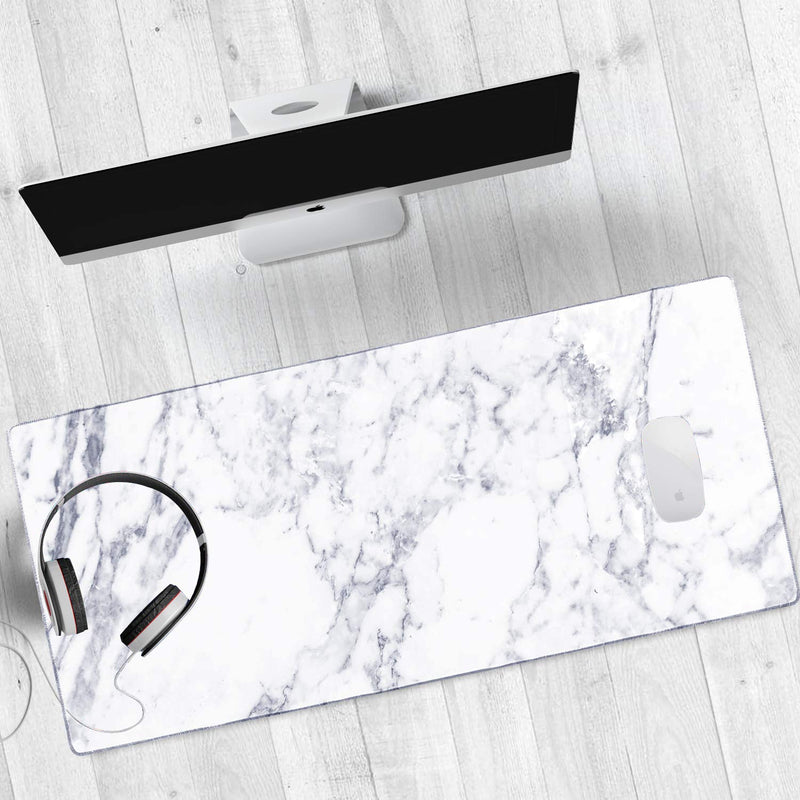 HAOCOO Desk Pad, Office Desk Mat 35.4" ×15.7" Large Gaming Mouse Pad Durable Extended Computer Mouse Pad Water-Resistant Thick Writing Pads with Non-Slip Rubber Base for Office Home,White Marble 35.4" × 15.7" A White Marble - LeoForward Australia