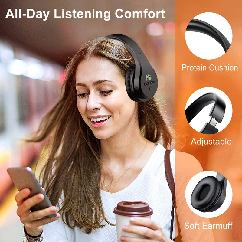  [AUSTRALIA] - Portable Rechargeable FM Radio Headphones Bluetooth Earmuffs, Transistor Radios with Best Reception, Wireless Radio Headset Built-in Mic,TF Card. Walkman Radio for Mowing,Jogging, Working