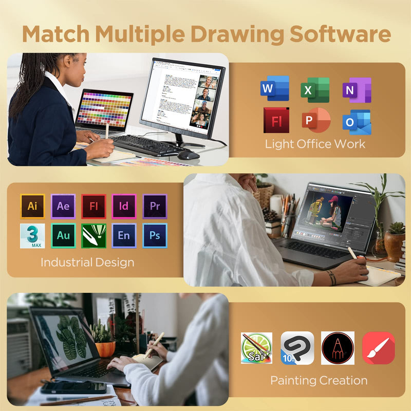  [AUSTRALIA] - UGEE Drawing Tablet with 10 Hot Keys,6.5x4 Inch Graphic Tablet,8192 Levels Battery-Free Stylus 60°Tilt Function Drawing Pad for Computer,Mac,Windows,Android OSU Art Tablet,Paint,Design,Online Teaching beige