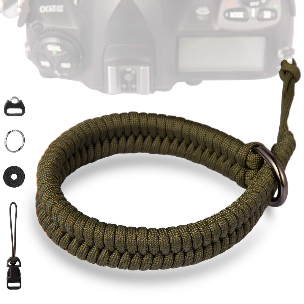  [AUSTRALIA] - Camera Wrist Strap,1Pack Adjustable Nylon Camera Hand Strap,for GoPro,DSLR,Fuji,Canon and Mirrorless Cameras Photographers Quick Release,Paracord (green) Green