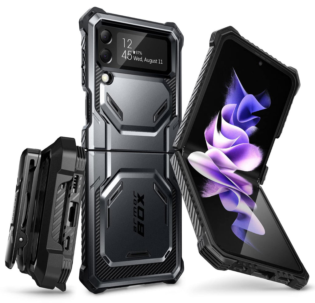  [AUSTRALIA] - i-Blason Armorbox Series Case for Samsung Galaxy Z Flip 4 5G (2022), Full-Body Rugged Holster Case with Shock Reduction/Bumper (Black) Black