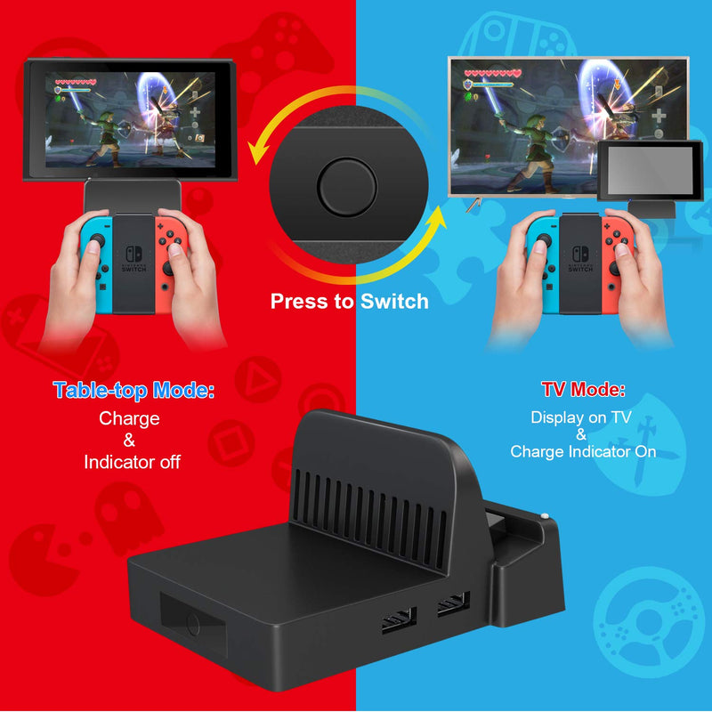  [AUSTRALIA] - Ponkor Docking Station for Nintendo Switch, Charging Dock 4K HDMI TV Adapter Charger Set Replacement Compatible with Official Nintendo Switch Dock (No Charging Cable)