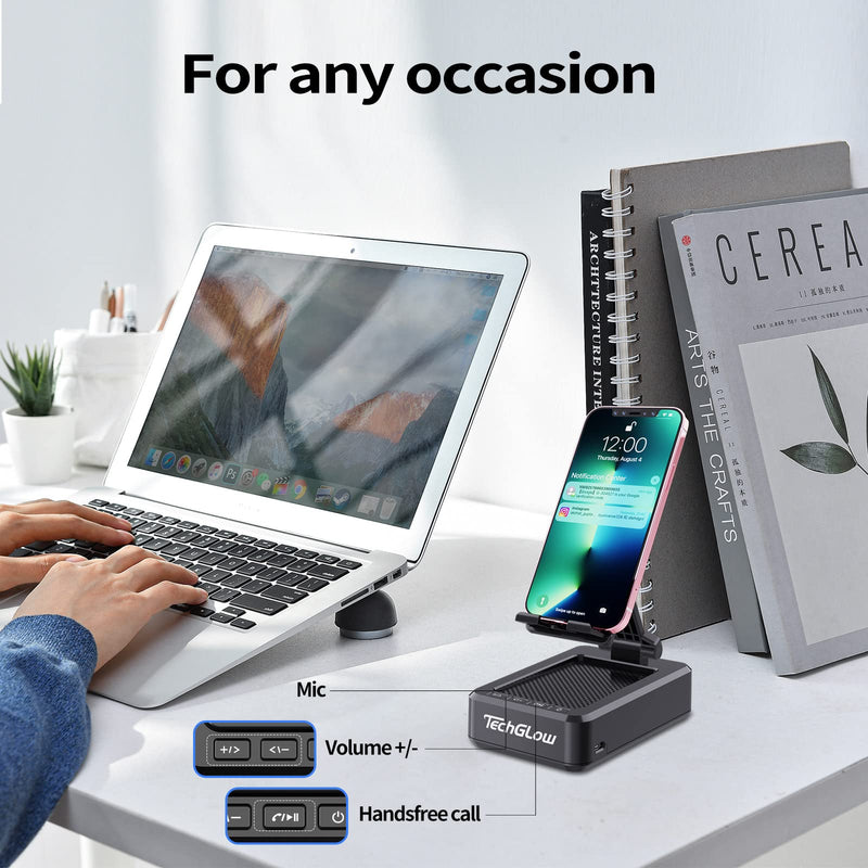  [AUSTRALIA] - TechGlow Gifts for Men and Women - Portable Phone Stand Speakers Bluetooth Wireless,Cool Kitchen Gadgets for Men,Birthday,Christmas Stocking Stuffers for Women Men Mom Her Him,Phone Holder for Desk