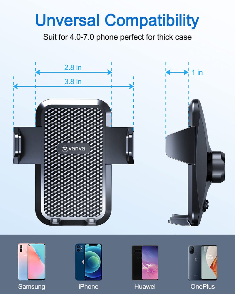  [AUSTRALIA] - vanva 【Military-Grade Universal Air Vent Car Mount, 【 Big Phones & Thick Case Friendly 】 Cell Phone Holder for Car Hands Free Clamp Cradle Vehicle Compatible with All Apple iPhone