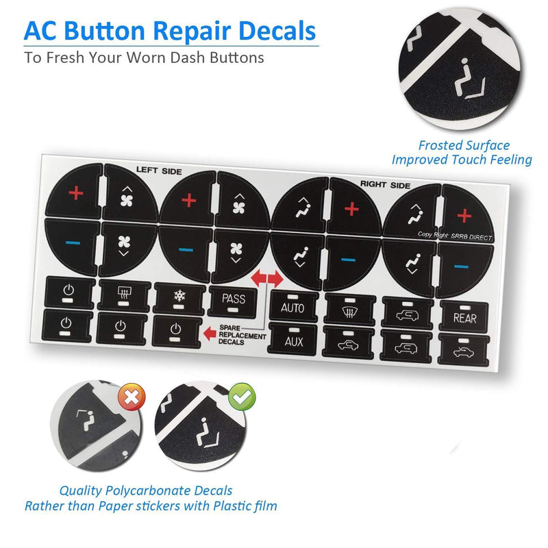  [AUSTRALIA] - traderplus 4PCS Replacement AC Control Dash Button Stickers for 2007-2015 GM GMC Denali Acadia Tahoe Chevy Silverado Chevrolet Buick Saturn SUV Truck