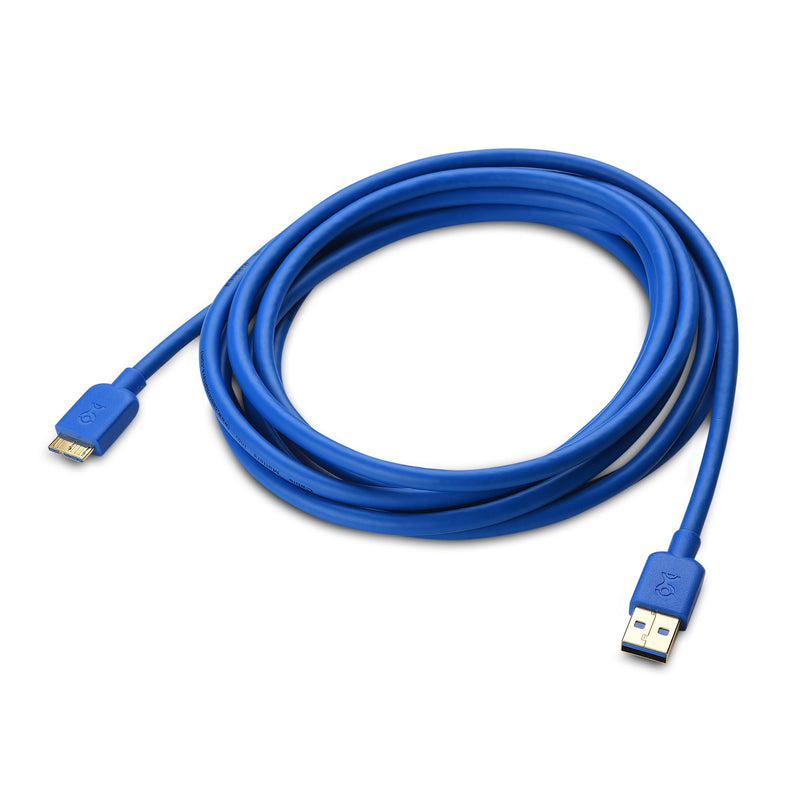  [AUSTRALIA] - Cable Matters Long Micro USB 3.0 Cable 10 ft (External Hard Drive Cable, USB to USB Micro B Cable) in Blue 10 Feet 1