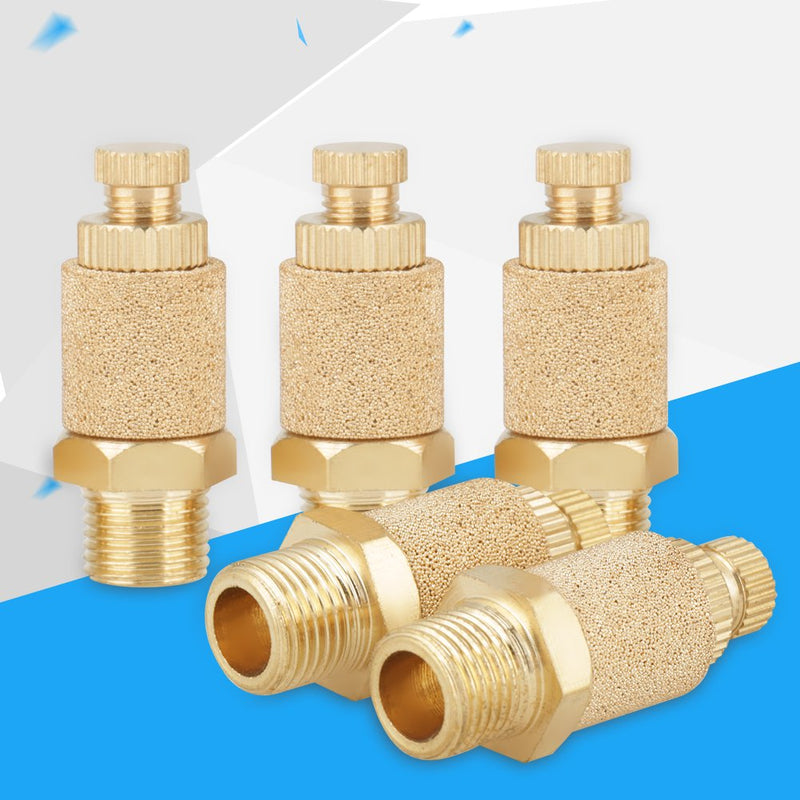  [AUSTRALIA] - Oumefar 5pcs Pneumatic Silencer Brass Air Flow Speed Control Exhaust Silencer 1/8 BSP Male Thread Silencer