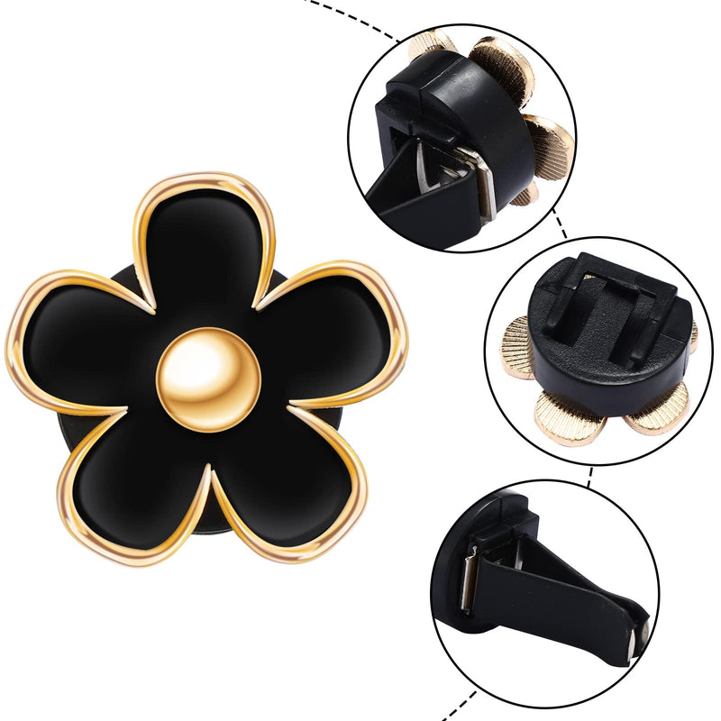  [AUSTRALIA] - 6 Pcs Daisy Flower Air Vent Clip Air Conditioning Outlet Clip Car Air Freshener Clip Charm Car Inter Decor Accessories (Black,2.5 cm, 3 cm, 3.3 cm) 2.5 cm, 3 cm, 3.3 cm Black