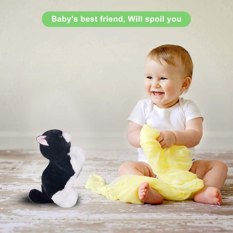 Black Plush Robot Cat Stuffed Animal Interactive Cat Robot Toy, Barking Meow Kitten Touch Control, Electronic Cat Pet, Cat Kitty Toy, Animated Toy Cats for Girls Baby Kids L:12" H:8" W:5" 3-black Cat - LeoForward Australia