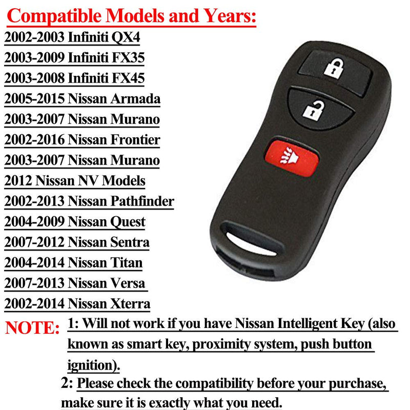  [AUSTRALIA] - Key Fob, Compatible for Nissan Murano Sentra Titan Key Fob, BestRemotes Keyless Entry Remote Control Car Key Fob Replacement for KBRASTU15 CWTWB1U733(Pack of 2)