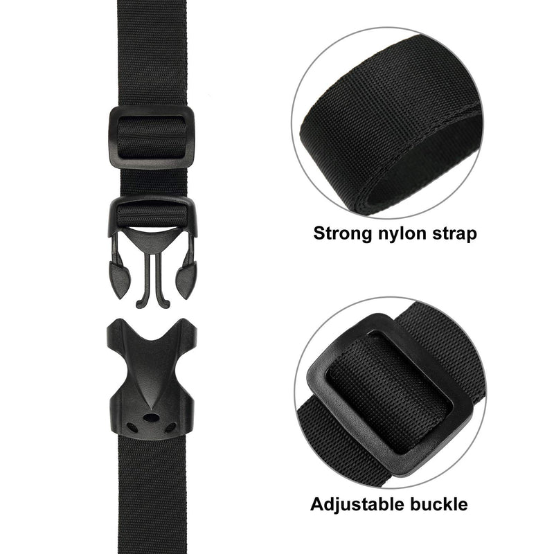  [AUSTRALIA] - Utility Straps with Buckle Quick-Release Adjustable 58" Length Nylon Straps Black, 4 Pack