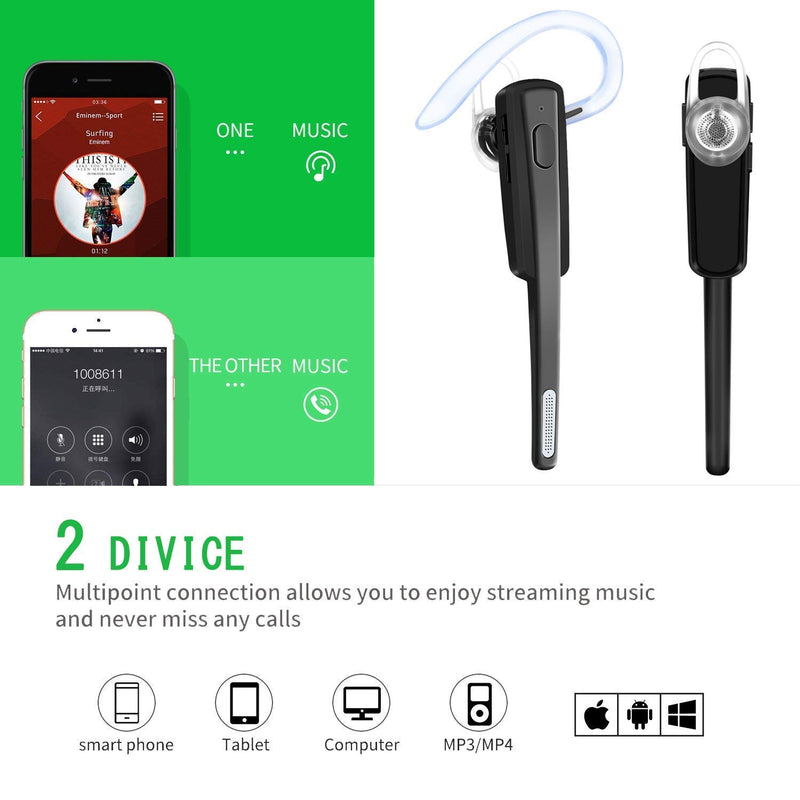  [AUSTRALIA] - Bluetooth Headset, COMEXION Wireless Business Earpiece V4.1 Lightweight Noisy Suppression Bluetooth Earphone with Microphone for Phone/Laptop/Car (Black+Case) Black+Case