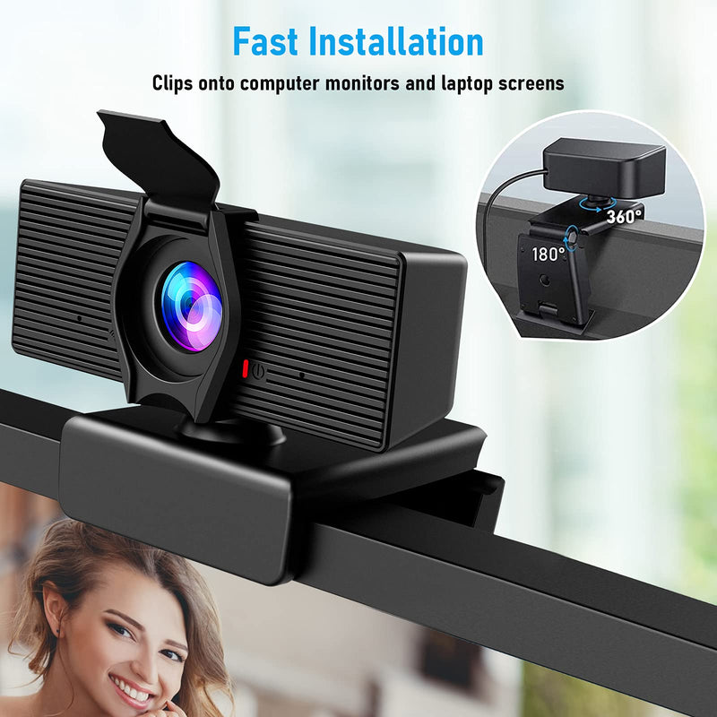  [AUSTRALIA] - Webcam with Microphone & Privacy Cover, 1080P HD Web Computer Camera, USB Plug and Play Laptop PC Desktop Camera, Works with Zoom, Skype, Teams, Video Conferencing/Recording/Streaming