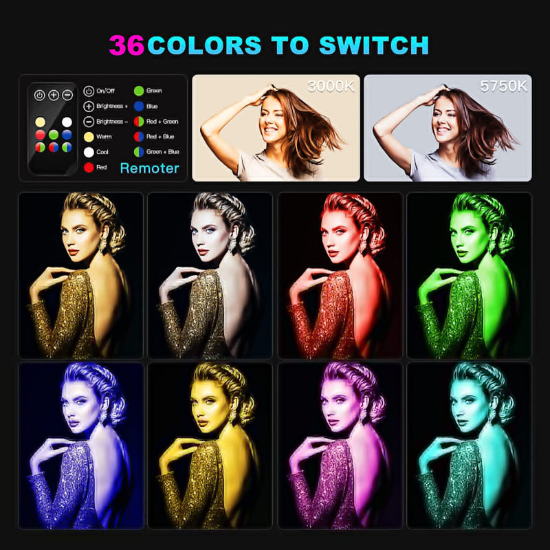  [AUSTRALIA] - LUXCEO RGB LED Photography Lighting Portable Wand Handheld LED Video Light 1000 Lumens CRI 95+ USB Rechargeable with Remote Control, Carry Bag, Adjustable Color Temperature 3000K-6000K and 36 Colors