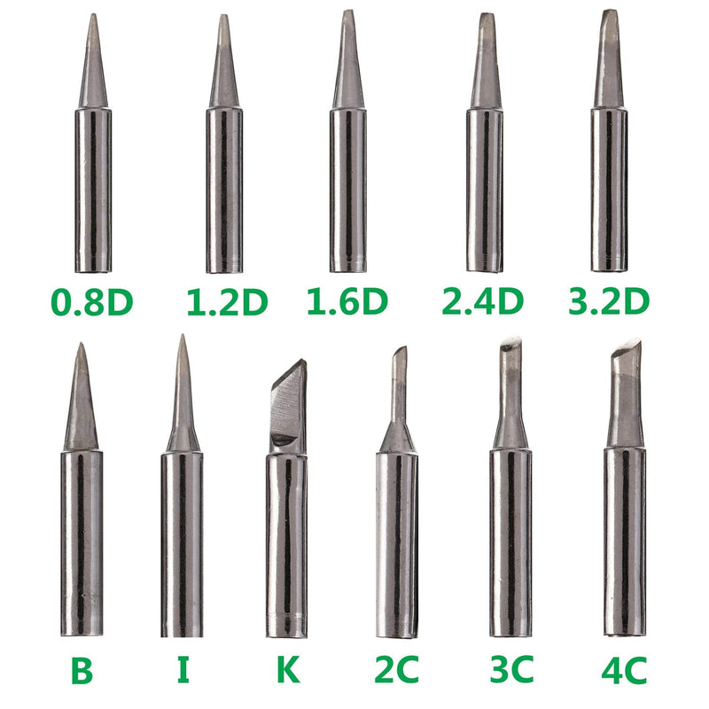  [AUSTRALIA] - Bojack 11 soldering iron tips set and 1 free high temperature cleaning sponge for 936 937 938 942 951 969 907 907-ESD 900M 900M-ESD 852 852D soldering station