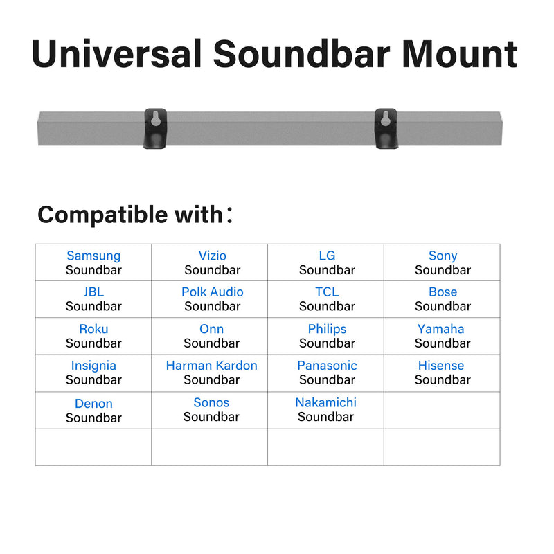  [AUSTRALIA] - Universal Sound Bar Mounts Brackets Wall Mount Shelf for Samsung, Sony, LG, JBL, Polk Audio, Vizio, Roku, Bose, Onn Soundbar Mount Mounting Brackets Black