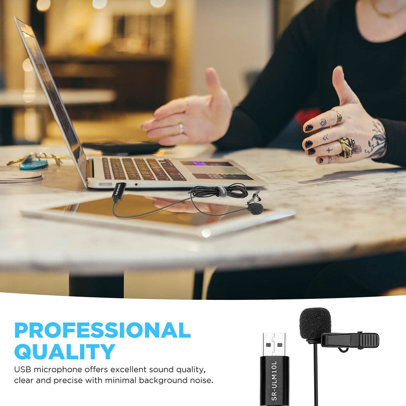  [AUSTRALIA] - Saramonic Lavalier USB Lapel Microphone for PC, Omnidirectional Clip on Mic for Computer, Mac, Laptop, YouTube, Skype, Recording, Podcasting, Gaming (19.7ft)