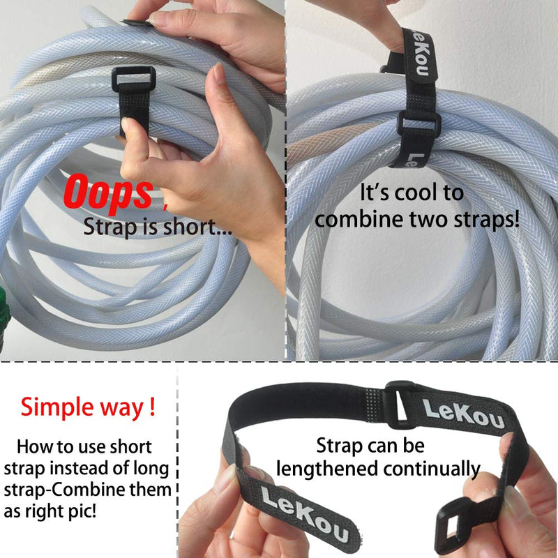  [AUSTRALIA] - 1"x 12"-12 Pack Lekou Cable Straps, Securing Straps Hook and Loop Straps Multi-Purpose Cable Management - Black 12 pack (1'' * 12'') Black