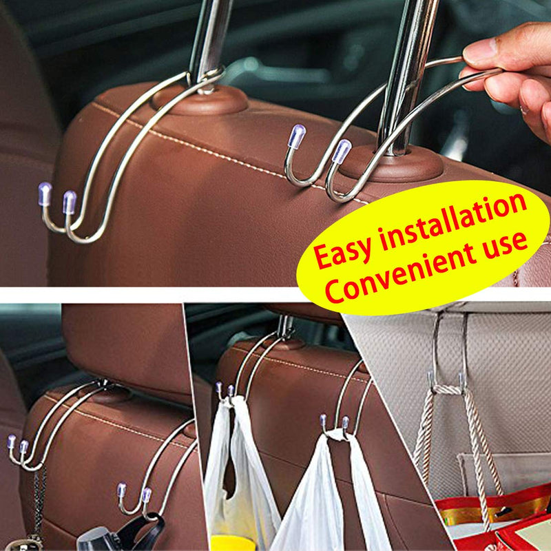  [AUSTRALIA] - 4 Pack Car Seat Headrest Hooks Strong and Durable Backseat Hanger Storage for Handbags, Purses, Coats, and Grocery Bags, Universal SUV Truck Vehicle Car Seat Back Headrest Bottle Holder Organizer 4 Pack