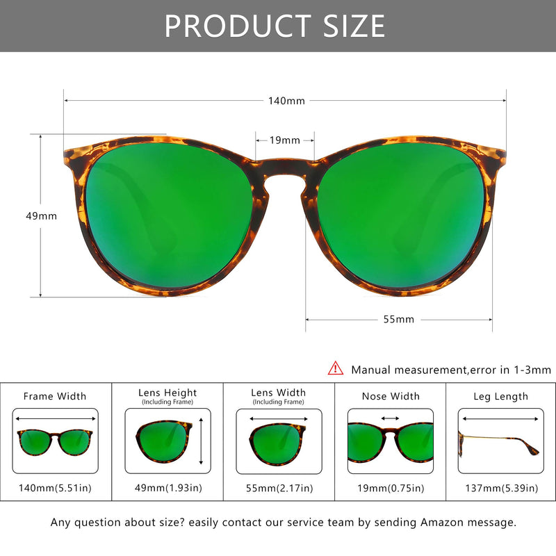SUNGAIT Vintage Round Sunglasses for Women Men Classic Retro Designer Style Amber Frame(matte Finish)/Green Lens - LeoForward Australia