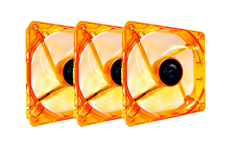  [AUSTRALIA] - Apevia AF312L-OG 120mm 4pin+3pin Ultra Silent Orange LED Case Fan (3-pk)