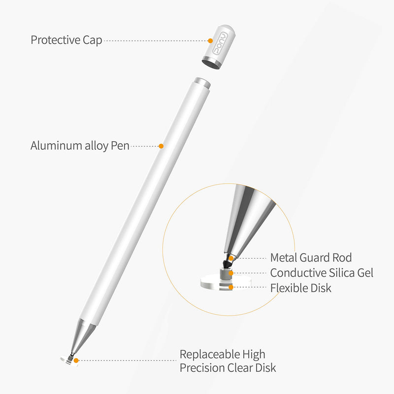 Stylus Pens for iPad Pencil, Capacitive Pen High Sensitivity & Fine Point, Magnetism Cover Cap, Universal for Apple/iPhone/Ipad Pro/Mini/Air/Android/Microsoft/Surface and Other Touch Screens White - LeoForward Australia
