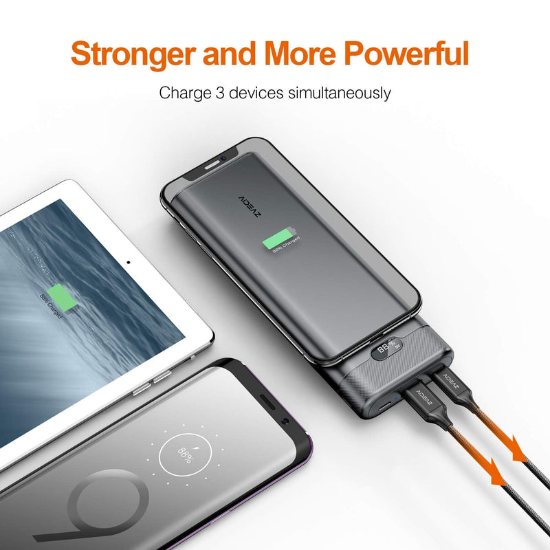  [AUSTRALIA] - Portable Phone Charger 20000mAh Wireless Power Bank, AIDEAZ 18W PD USB C Battery Pack, LCD Display, External Battery Charger Compatible with iPhone 11/XS/X/XR/12/12 mini/12 Pro Max & Samsung Galaxy Gray-20000mAh
